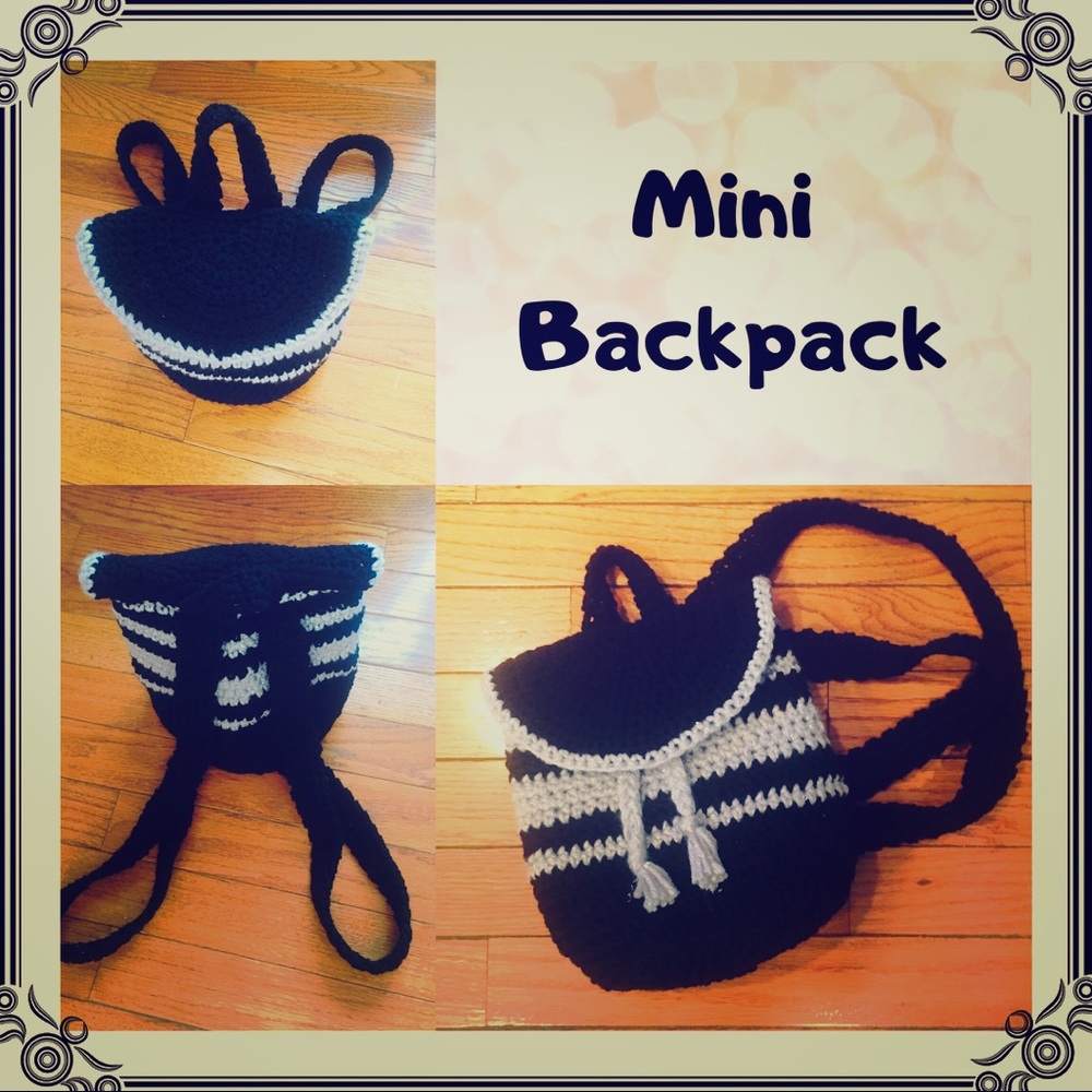 Black and grey sparkles mini drawstring backpack